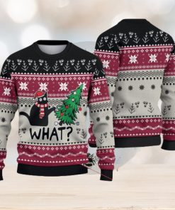 Black Cat What Sweater Black Cat Sweater Christmas Sweater Cat Lover