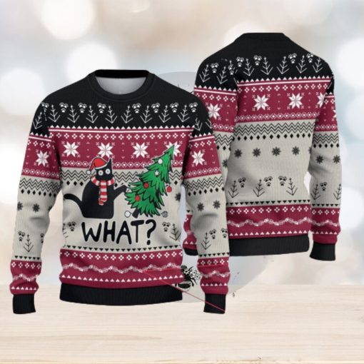 Black Cat What Sweater Black Cat Sweater Christmas Sweater Cat Lover