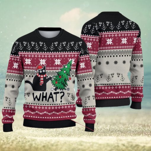 Black Cat What Sweater Black Cat Sweater Christmas Sweater Cat Lover