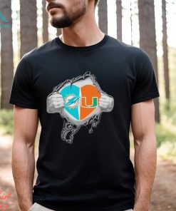 Blood Inside Me Miami Dolphins And Miami Hurricanes It's In My Heart T Shirt  - Limotees