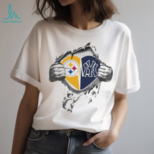 Blood Inside Me Pittsburgh Steelers And New York Yankees 2023 T shirt