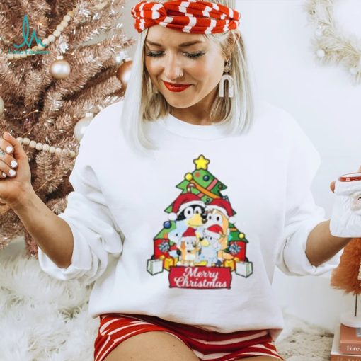 Bluey Christmas Tree T Shirt, Christmas cartoon T shirt
