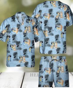 Bluey Family Hawaiian Shirt Coconut Tree Pattern Gift For Beach Holiday