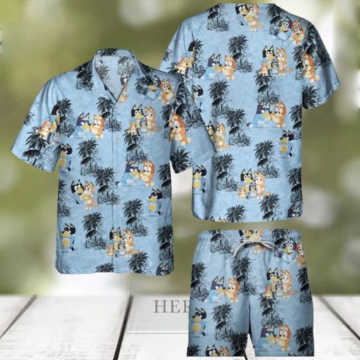 Bluey Family Hawaiian Shirt Coconut Tree Pattern Gift For Beach Holiday