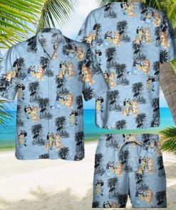 Bluey Family Hawaiian Shirt Coconut Tree Pattern Gift For Beach Holiday