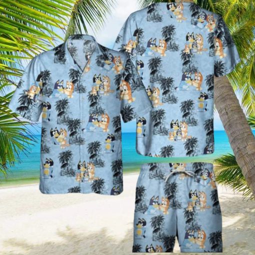 Bluey Family Hawaiian Shirt Coconut Tree Pattern Gift For Beach Holiday