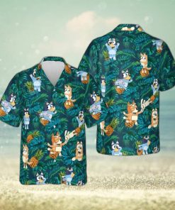 Bluey Hawaiian Shirt Palm Leaves Pattern Beach Lovers Gift