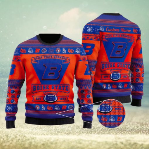 Boise State Broncos Football Team Logo Custom Christmas Gift All Over Print Ugly Christmas Sweater