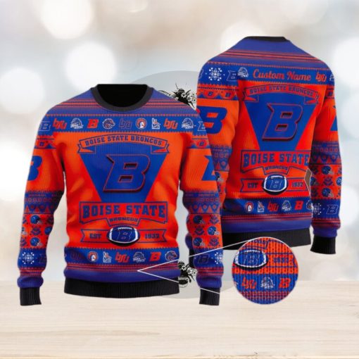 Boise State Broncos Football Team Logo Custom Christmas Gift All Over Print Ugly Christmas Sweater