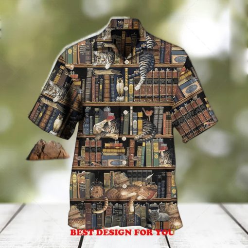 Book And Cat Vintage Gift Print Over 3D Hawaiian Shirt