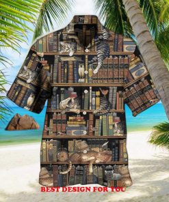 Book And Cat Vintage Gift Print Over 3D Hawaiian Shirt