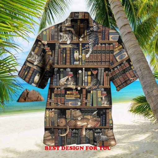 Book And Cat Vintage Gift Print Over 3D Hawaiian Shirt