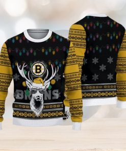 Boston Bruins Christmas Reindeer AOP Embroider Knitted Sweater Gift For Chirstmas