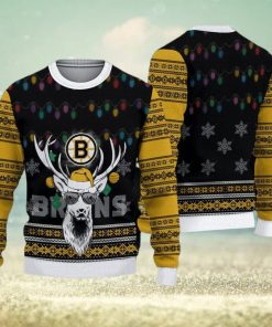 Boston Bruins Christmas Reindeer AOP Embroider Knitted Sweater Gift For Chirstmas