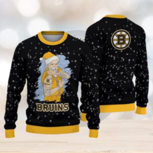 Boston Bruins Christmas Santa Claus Tattoo Ugly Christmas Sweater Cute Christmas Gift