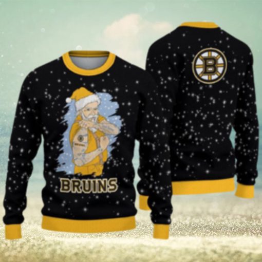 Boston Bruins Christmas Santa Claus Tattoo Ugly Christmas Sweater Cute Christmas Gift