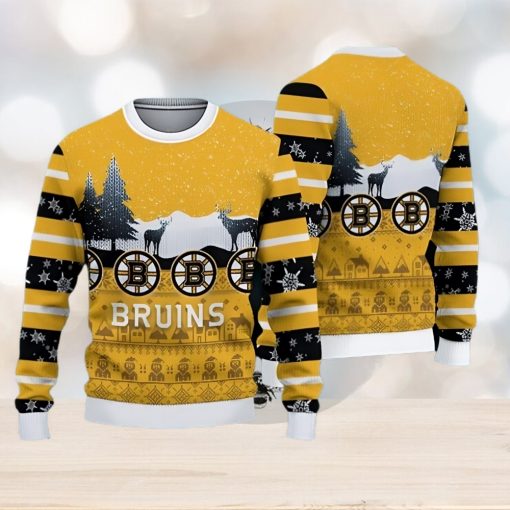 Boston Bruins Fans Reindeers Pattern Ugly Christmas Sweater Gift