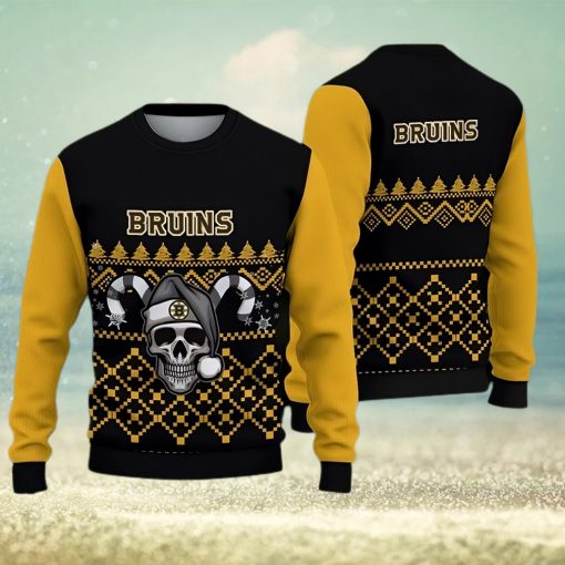 Boston Bruins Fans Skull Cold Knitted Christmas Sweater