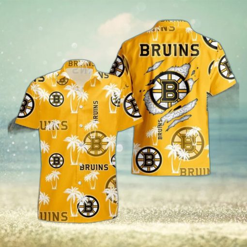 Boston Bruins Palm Tree Pattern Hawaiian Shirt Beach Summer Gift