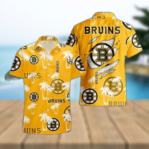 Boston Bruins Palm Tree Pattern Hawaiian Shirt Beach Summer Gift