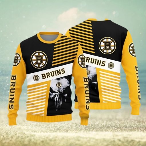 Boston Bruins Skull Pattern Knitted Sweater For Christmas