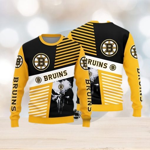 Boston Bruins Skull Pattern Knitted Sweater For Christmas