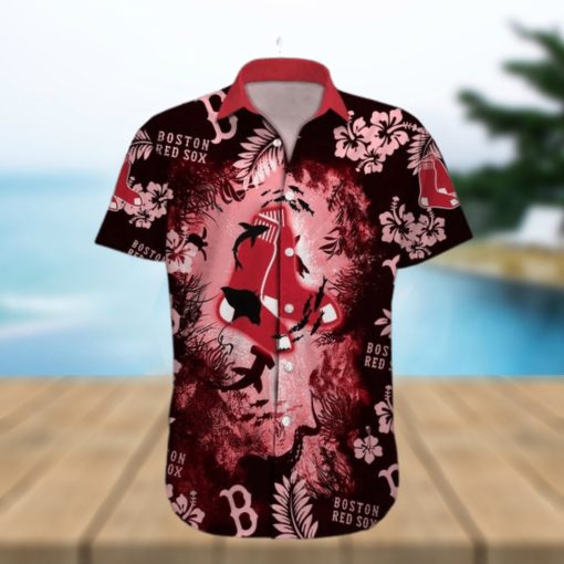 Boston Red Sox MLB Hawaiian Shirt Ocean Hibiscus Custom Name For Fans Gift