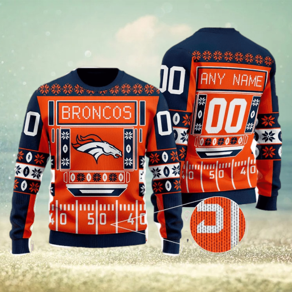 Broncos Nfl Custom Name And Number For Sport Fans Ugly Christmas Sweater -  Limotees