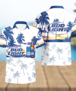 Bud Light Beer Tropical Palm Tree Hawaiian Shirt And Shorts For Beach Lovers