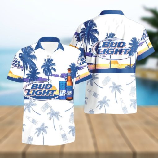 Bud Light Beer Tropical Palm Tree Hawaiian Shirt And Shorts For Beach Lovers