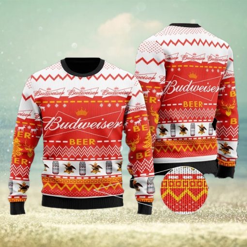 Budweiser Red Ugly Christmas Sweater Design Sweatshirt For Fans Gift