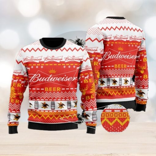 Budweiser Red Ugly Christmas Sweater Design Sweatshirt For Fans Gift