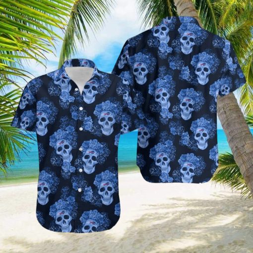 Buffalo Bills Mystery Skull And Flower Funny Hawaiian Shirt Gift For Halloween