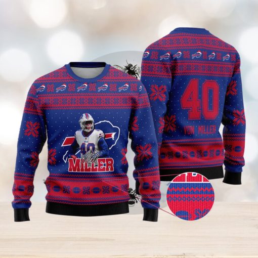 Buffalo Bills – Von Miller Custom Name And Number Ugly Christmas Sweater