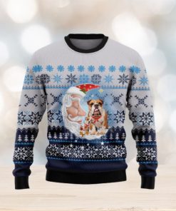 Bulldog Love Santa Moon Ugly Christmas Sweater Gift Men Women