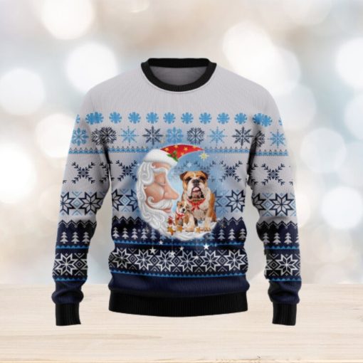 Bulldog Love Santa Moon Ugly Christmas Sweater Gift Men Women