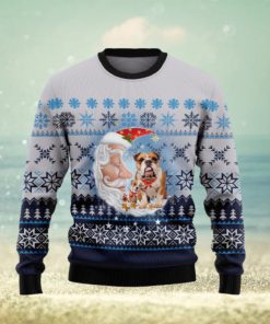 Bulldog Love Santa Moon Ugly Christmas Sweater Gift Men Women