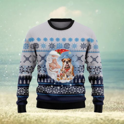 Bulldog Love Santa Moon Ugly Christmas Sweater Gift Men Women