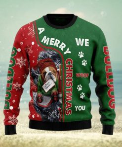 Bulldog Merry Christmas Woof Ugly Christmas Sweater AOP All Over Printed Sweater