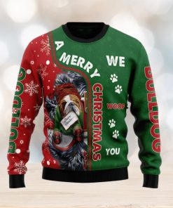 Bulldog Merry Christmas Woof Ugly Christmas Sweater AOP All Over Printed Sweater