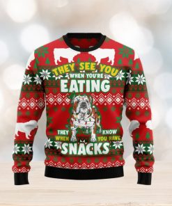 Bulldog Snacks Ugly Christmas Sweater Best Gift For Men And Women