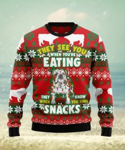 Bulldog Snacks Ugly Christmas Sweater Best Gift For Men And Women