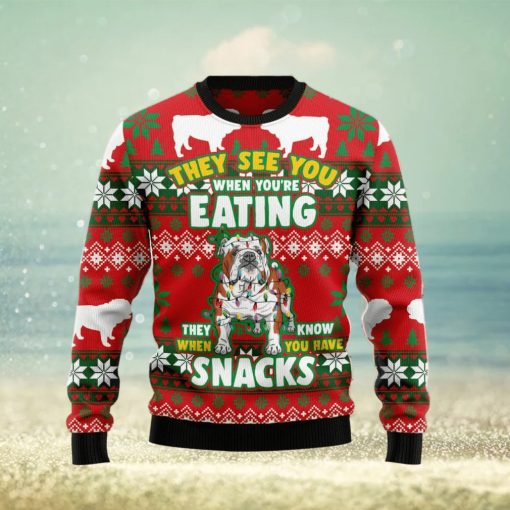 Bulldog Snacks Ugly Christmas Sweater Best Gift For Men And Women