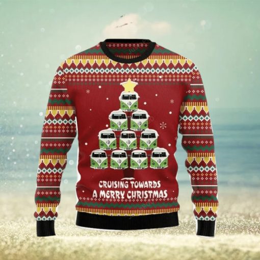 Bus Cruising Towards A Merry Christmas Ugly Christmas Sweater 3D Gift Christmas Funny