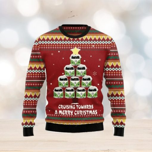 Bus Cruising Towards A Merry Christmas Ugly Christmas Sweater 3D Gift Christmas Funny