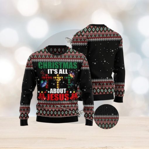 Butterfly All About Jesus Ugly Christmas Sweater Gift For Men And Women