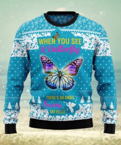 Butterfly Nearby Say Hello Ugly Christmas Sweater Gift Men Women