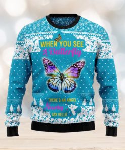 Butterfly Nearby Say Hello Ugly Christmas Sweater Gift Men Women