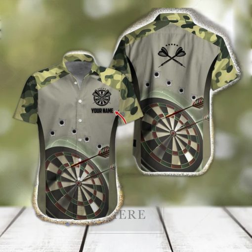 Camo Dart Pattern Personalized Name Hawaiian Shirt Perfect Dart Gift For Men And Women,