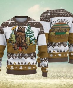 Camping Bear Go Outside Ugly Christmas Sweater Holiday For Men And Women